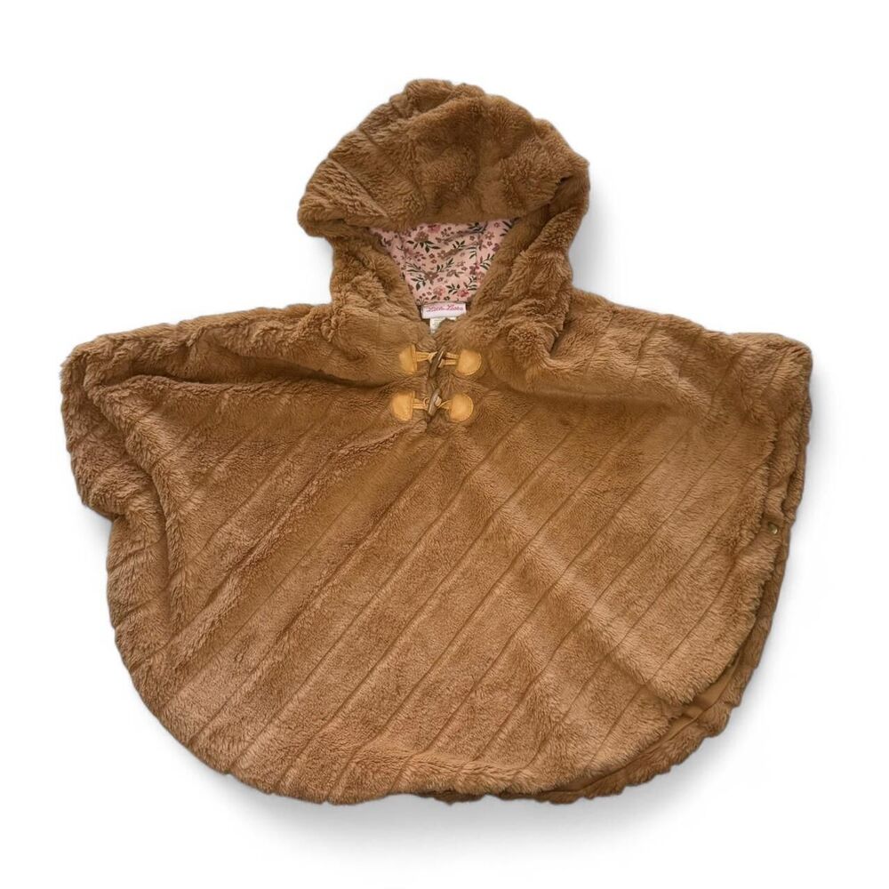 Little Lass Capelet Girl's Sz 6 Faux Fur Brown Hooded Cold Weather Kidscore Cute